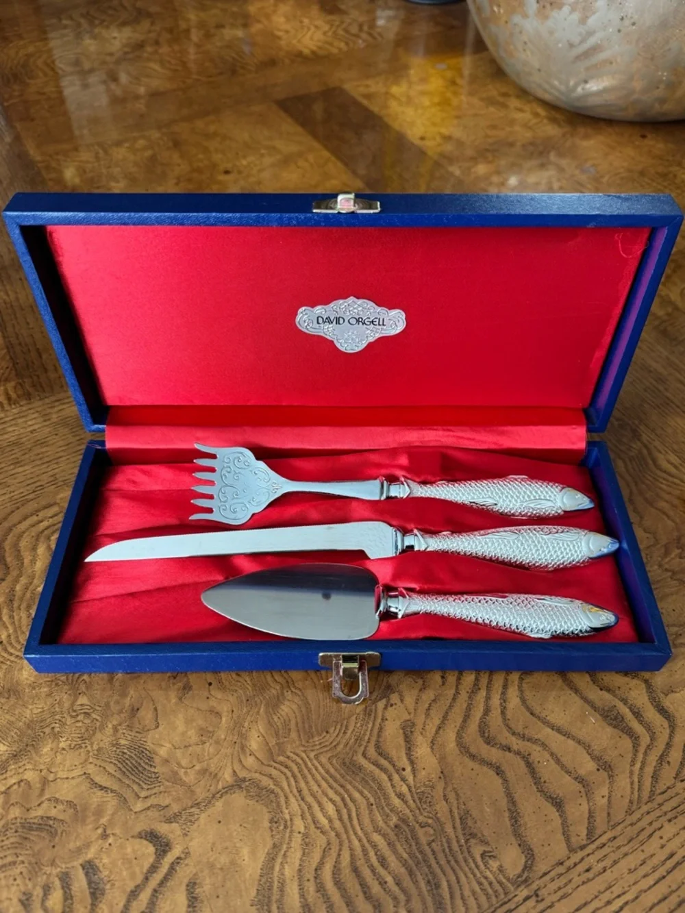 Vintage David Orgell Silver Plated 3-Piece Fish Serving Set - Japan